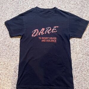 Vintage DARE Black Graphic Tee with Red Logo